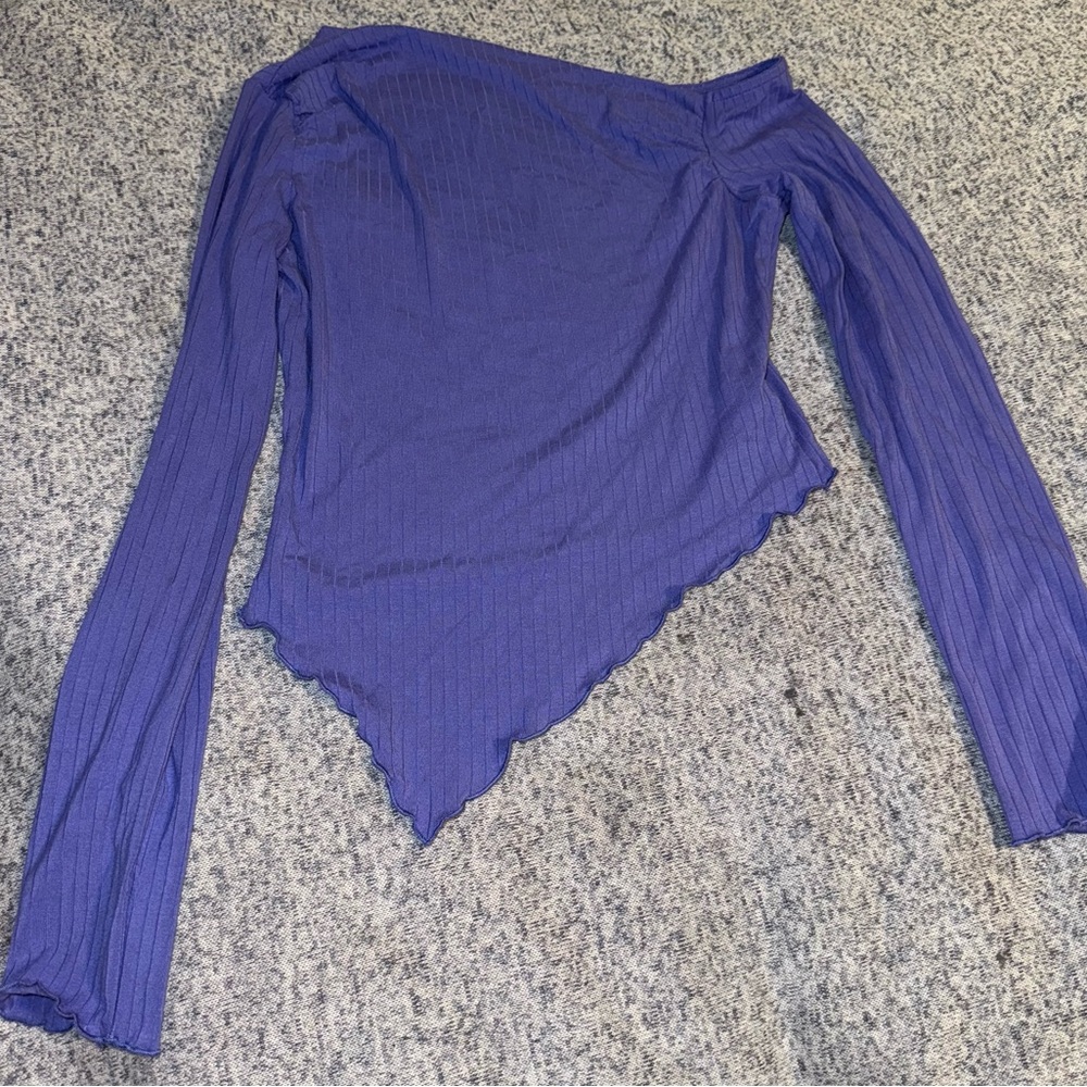 Chic Asymmetrical Blue Bodysuit